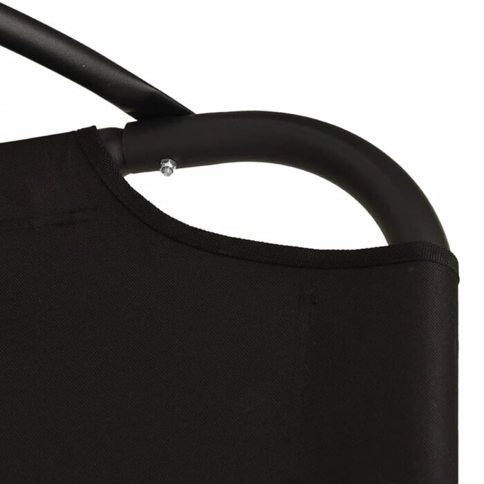 Chaise balançoire de jardin et coussin noir tissu Oxford/acier – Image 5