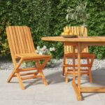 Chaises de jardin pliantes lot de 2 47x47x89cm bois massif teck