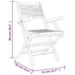 Chaises de jardin pliantes lot de 2 55x62x90cm bois massif teck – Image 6