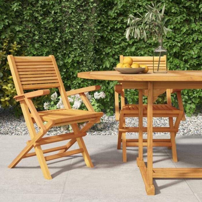 Chaises de jardin pliantes lot de 2 55x62x90cm bois massif teck – Image 1