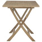 Table de jardin pliante gris 120x70x75 cm bois de teck solide – Image 2