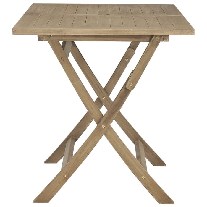 Table de jardin pliante gris 120x70x75 cm bois de teck solide – Image 2