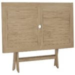 Table de jardin pliante gris 120x70x75 cm bois de teck solide – Image 3