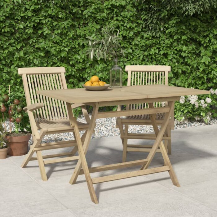 Table de jardin pliante gris 120x70x75 cm bois de teck solide – Image 1