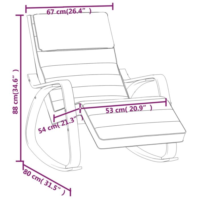 Chaise à bascule Gris clair Tissu – Image 6