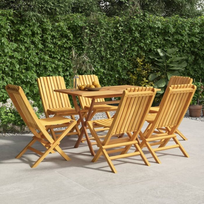 Chaises de jardin pliantes lot de 6 47x47x89cm bois massif teck – Image 1