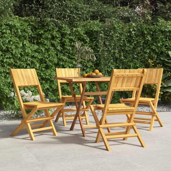 Chaises de jardin pliantes lot de 4 47x61x90cm bois massif teck – Image 1