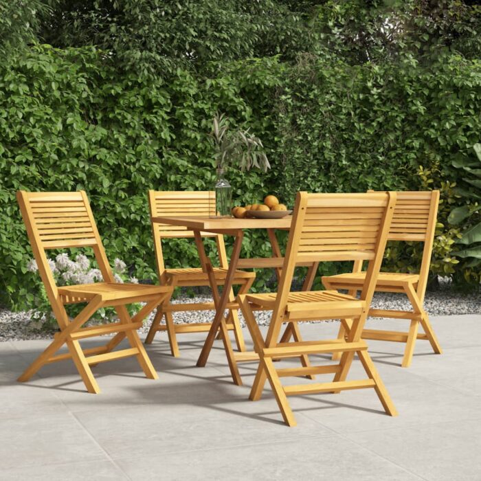 Chaises de jardin pliantes lot de 4 47x62x90cm bois massif teck – Image 1