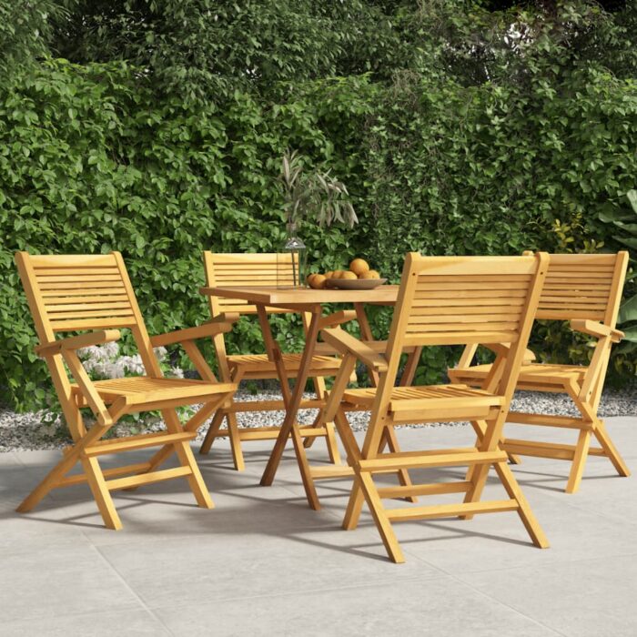 Chaises de jardin pliantes lot de 4 55x62x90cm bois massif teck – Image 1
