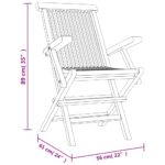 Chaises de jardin pliantes lot de 4 gris 56x61x89 cm bois teck – Image 3