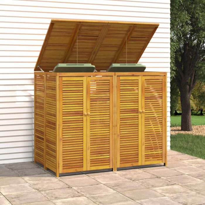 Abri à poubelle double 140x89x117 cm bois massif d'acacia – Image 2