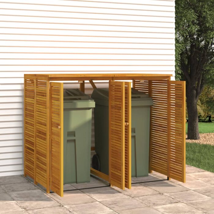Abri à poubelle double 140x89x117 cm bois massif d'acacia – Image 3