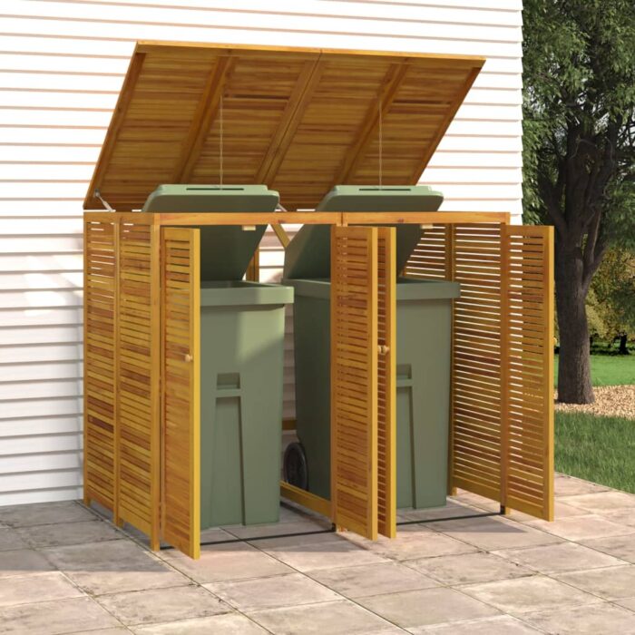 Abri à poubelle double 140x89x117 cm bois massif d'acacia – Image 1