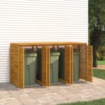 Abri à poubelle triple 210x89x117 cm bois massif d'acacia – Image 3