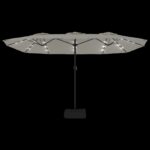 Parasol de jardin à double tête avec LED blanc sable 449x245 cm – Image 4