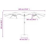 Parasol de jardin à double tête avec LED blanc sable 449x245 cm – Image 8
