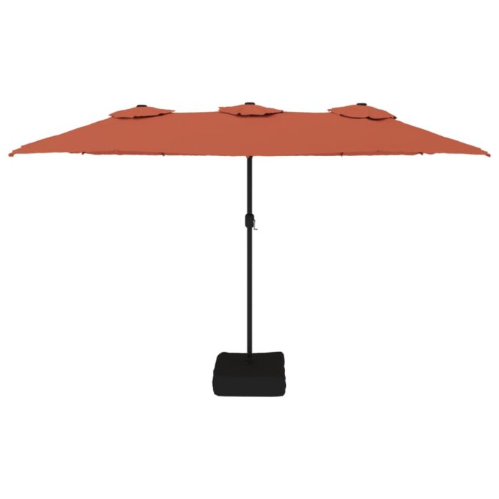 Parasol de jardin à double tête avec LED terre cuite 449x245 cm – Image 2