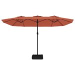 Parasol de jardin à double tête avec LED terre cuite 449x245 cm – Image 3