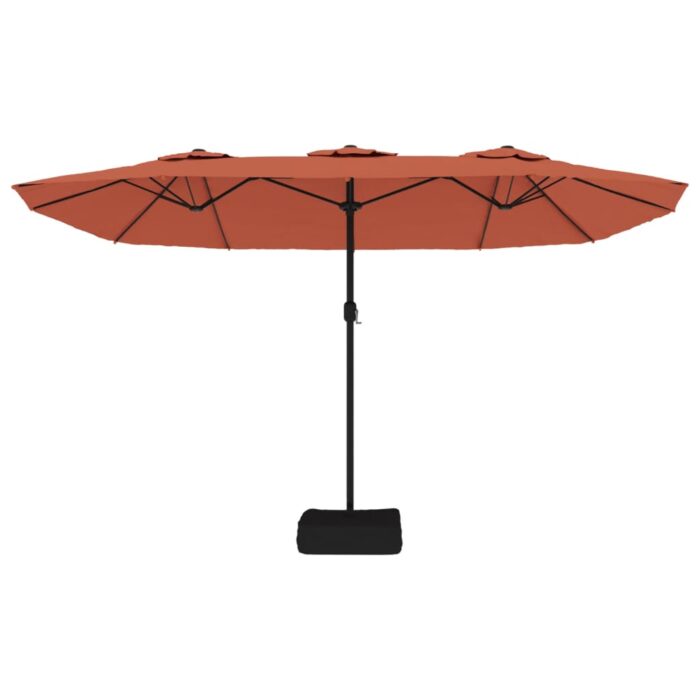 Parasol de jardin à double tête avec LED terre cuite 449x245 cm – Image 3