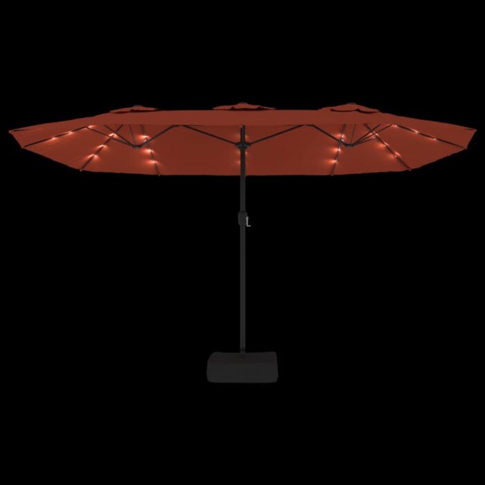 Parasol de jardin à double tête avec LED terre cuite 449x245 cm – Image 4