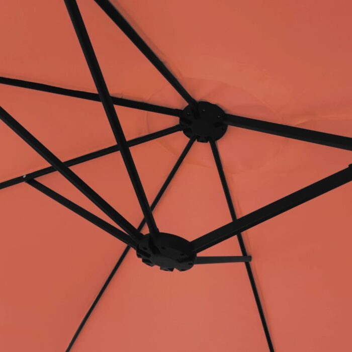 Parasol de jardin à double tête avec LED terre cuite 449x245 cm – Image 6