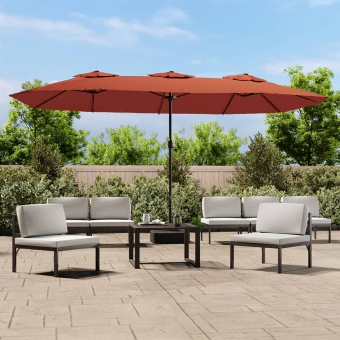 VXL8720845748425_m_en_hd_1.jpg Parasol de jardin à double tête avec LED terre cuite 449x245 cm – Image 1