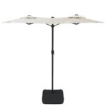 Parasol de jardin à double tête blanc sable 316x240 cm – Image 2