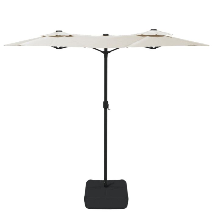 Parasol de jardin à double tête blanc sable 316x240 cm – Image 2