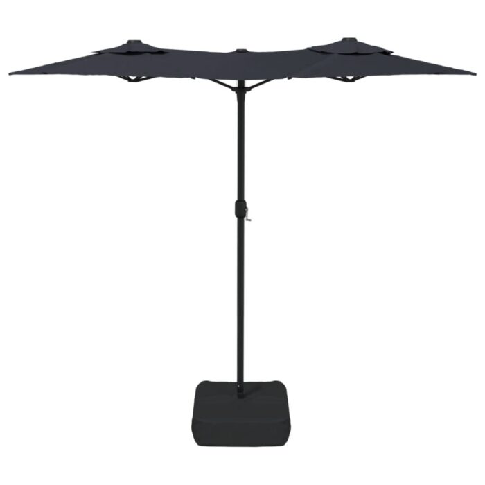 Parasol de jardin à double tête noir 316x240 cm – Image 2