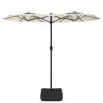 Parasol de jardin à double tête avec LED blanc sable 316x240 cm – Image 2