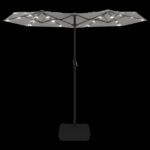 Parasol de jardin à double tête avec LED blanc sable 316x240 cm – Image 4