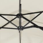 Parasol de jardin à double tête avec LED blanc sable 316x240 cm – Image 6