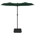 Parasol de jardin à double tête avec LED vert 316x240 cm – Image 2