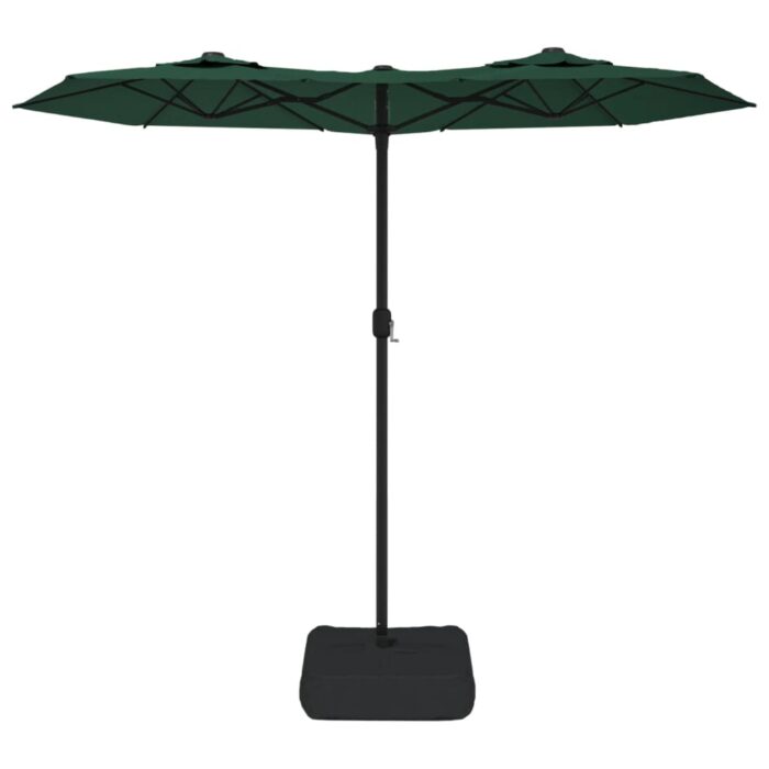 Parasol de jardin à double tête avec LED vert 316x240 cm – Image 2