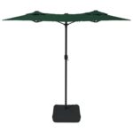 Parasol de jardin à double tête avec LED vert 316x240 cm – Image 3