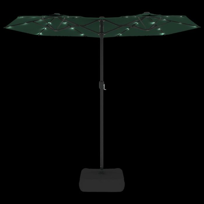 Parasol de jardin à double tête avec LED vert 316x240 cm – Image 4