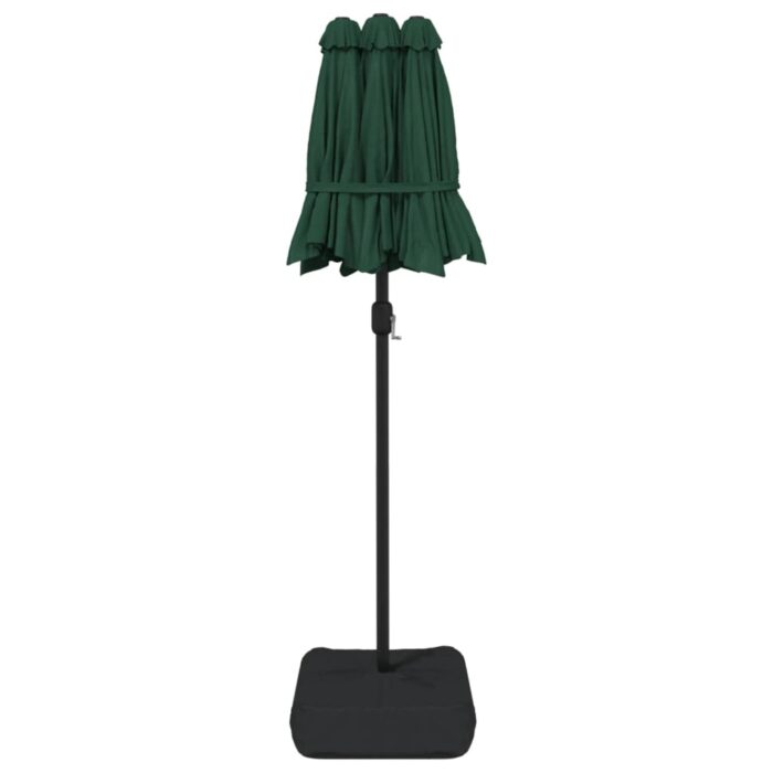 Parasol de jardin à double tête avec LED vert 316x240 cm – Image 5