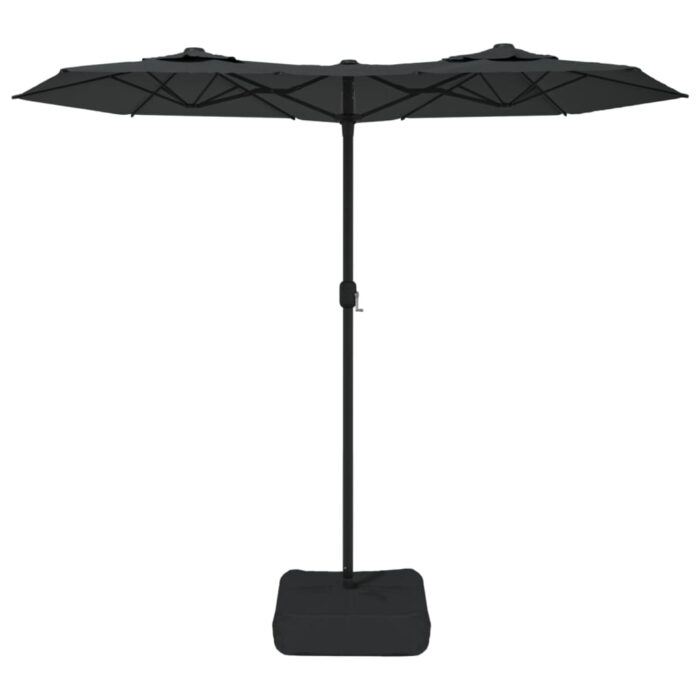 Parasol de jardin à double tête avec LED anthracite 316x240 cm – Image 2