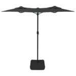 Parasol de jardin à double tête avec LED anthracite 316x240 cm – Image 3
