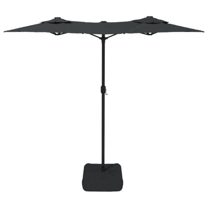 Parasol de jardin à double tête avec LED anthracite 316x240 cm – Image 3
