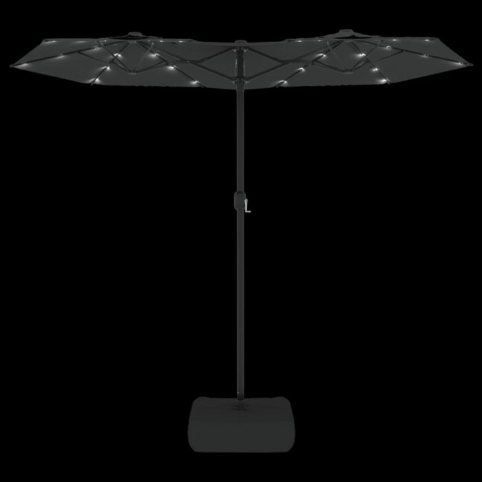 Parasol de jardin à double tête avec LED anthracite 316x240 cm – Image 4