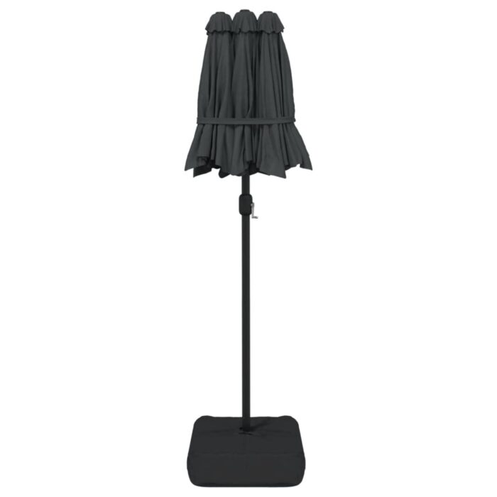 Parasol de jardin à double tête avec LED anthracite 316x240 cm – Image 5