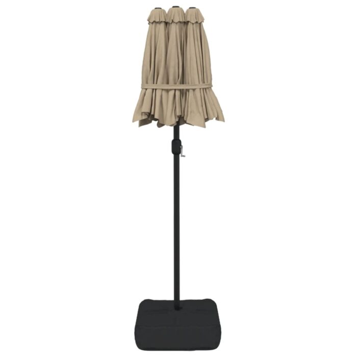 Parasol de jardin à double tête avec LED taupe 316x240 cm – Image 5