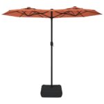 Parasol de jardin à double tête avec LED terre cuite 316x240 cm – Image 2
