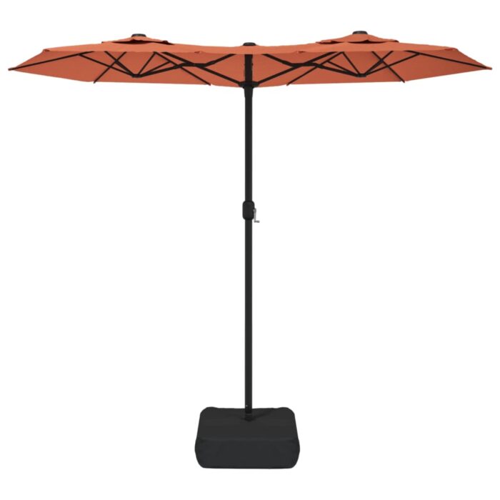 Parasol de jardin à double tête avec LED terre cuite 316x240 cm – Image 2