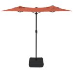 Parasol de jardin à double tête avec LED terre cuite 316x240 cm – Image 3