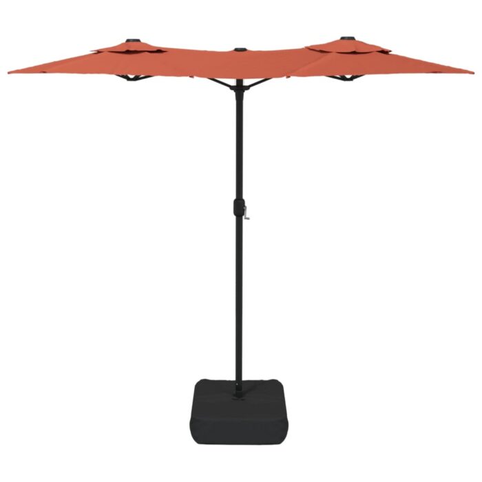 Parasol de jardin à double tête avec LED terre cuite 316x240 cm – Image 3