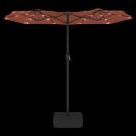 Parasol de jardin à double tête avec LED terre cuite 316x240 cm – Image 4