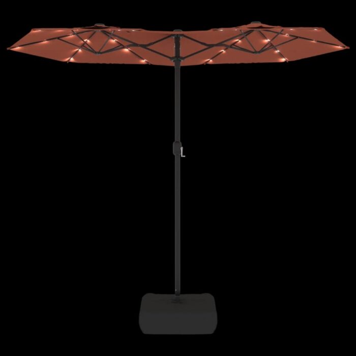 Parasol de jardin à double tête avec LED terre cuite 316x240 cm – Image 4