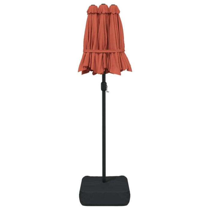 Parasol de jardin à double tête avec LED terre cuite 316x240 cm – Image 5